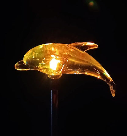Starry Illuminate 2 PCS Solar Color Changing Dolphin Style Garden Stake Light, Clear