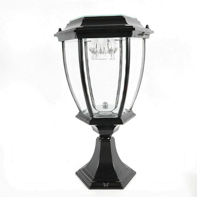 TBVECHI Solar Powered Outdoor Pillar Light Solar Landscape Pathway LED Lights Solar Post Light Waterproof Lantern Lamp for Fence Deck (Black)