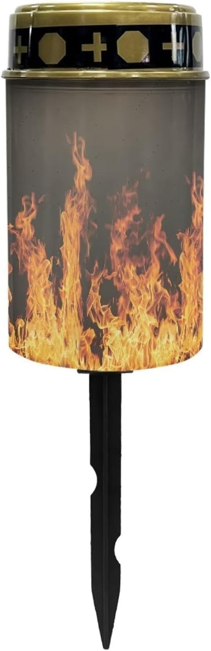 Fire Cemetery Solar Stake Lights Decorative Solar Pathway Lights Landscape Lights Gravesite Decor for Birthday in Heaven Mothers Day Fathers Day Memrial Day