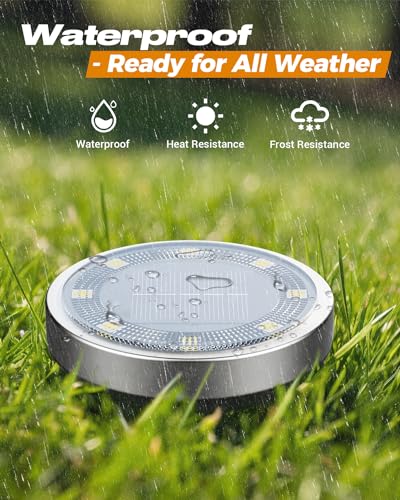 btfarm 4 Pack Solar Lights Outdoor Waterproof, 8 LED Solar Ground Lights