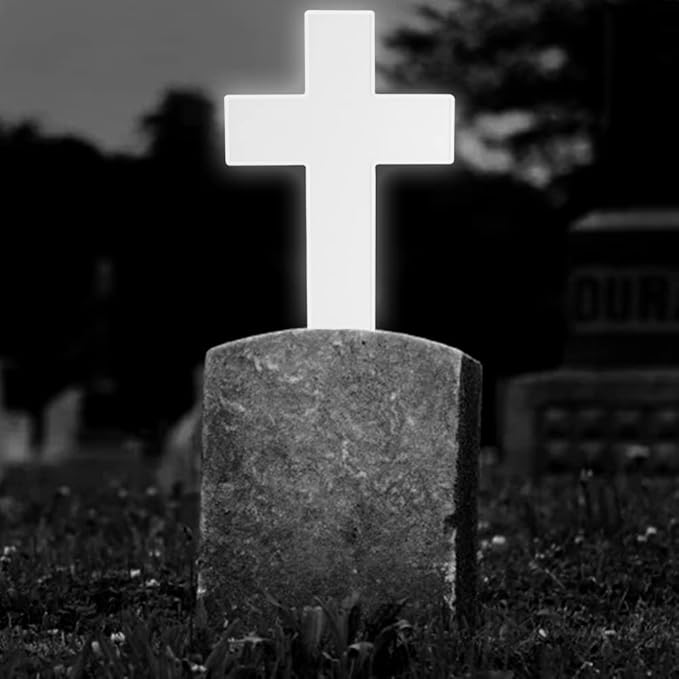 Xiaokeis Solar Lighted Path Light, White, Cemetery Decoration, Garden, Outdoor, Plastic, Faith-Love, Warm White, Cross, 25 x 8 x 57cm/9.84 x 3.15 x 22.44inch