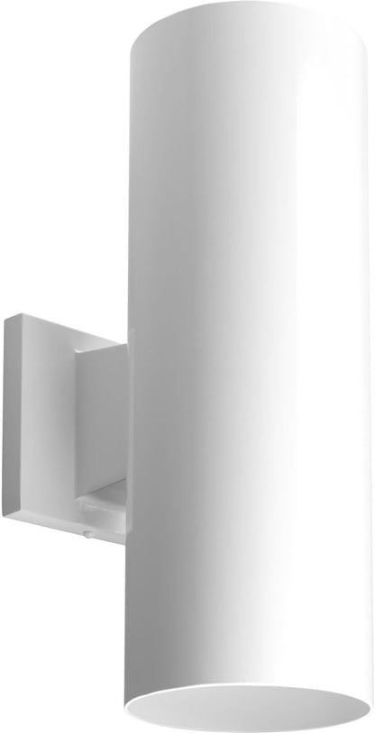 Progress Lighting 5-Inch Cylinder Outdoor Wall Sconce, 2-Light Modern Wall Mount Up and Down Lights, Interior and Exterior Lighting for Home or Porch, Aluminum Construction, White (P5675-30)