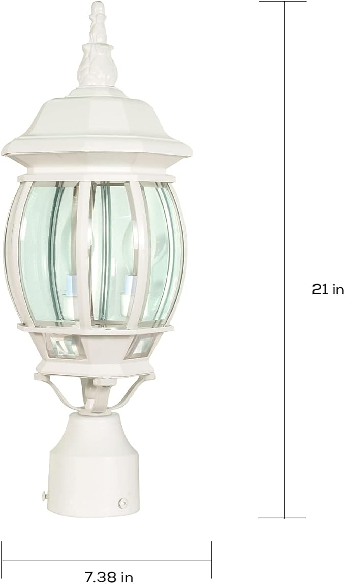 Nuvo 3 Light - 21 in. Post Lantern - Clear Beveled Glass - Outdoor Path Light | Lumora