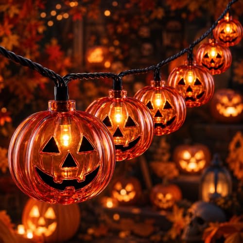 Abeja Pumpkin String Lights, 8.5Ft Halloween String Lights