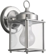 Sea Gull Lighting 8592-965 New Castle One-Light Outdoor Wall Lantern with Clear Glass Panels, Antique Brushed | Lumora