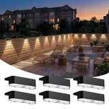 6 Pack Solar Fence Lights Outdoor, Railing Light Solar Powered, IP65 Waterproof Led Deck Solar Lights for Outside Backyard Balcony Porch, Warm White