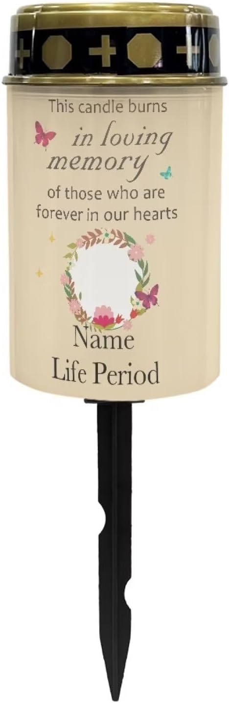 Custom Photo Solar Power Candles for Grave Cemetery Decor, Personalized Photo Solar Grave Lights for Commemoration