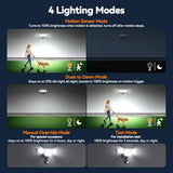 85W 10000LM Motion Sensor Outdoor Lights, 4-Head Super Bright LED Security Light, 5000K Daylight, IP65 Waterproof Hardwired Motion Detector Flood Lights Outdoor for Garage, Yard (Black)