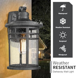 Darkaway Dusk to Dawn Outdoor Porch Wall Light,Outside Wall Mounted Light Seeded Glass Exterior Waterproof Lantern 14.57inch Large Modern Wall Sconce Lighting for House Front Door Garage