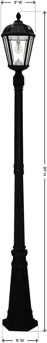 Gama Sonic Solar Outdoor Lamp Post Light, Black Cast Aluminum and Beveled Glass Panels, 10-Year Royal Bulb, Warm | Lumora