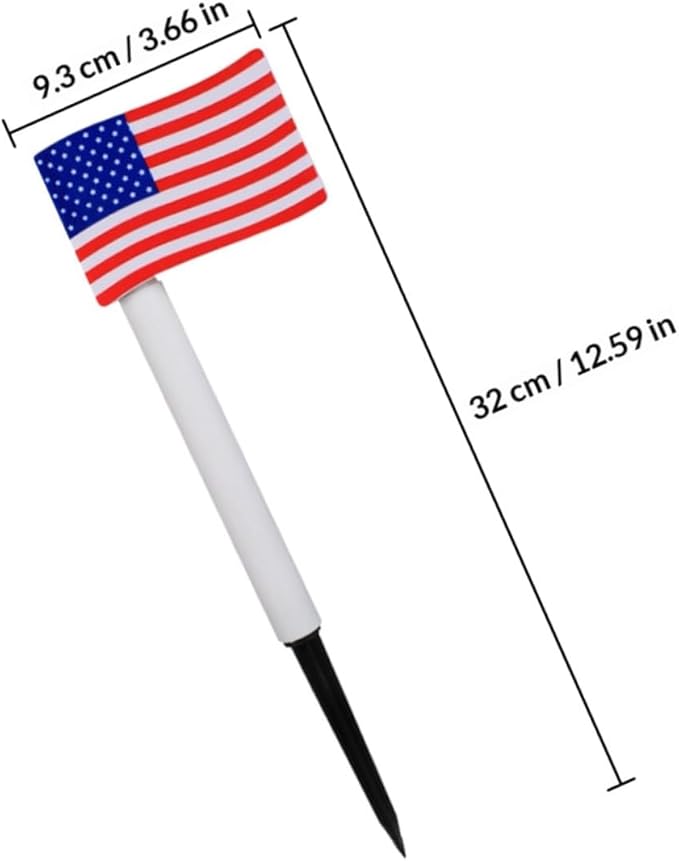 Alipis 2pcs Solar Garden LED American Flag Lawn Lights Decorative Outdoor Solar Pathway Lamps Ground Plug Night Lights for July 4th Independence Day Yard Random Color