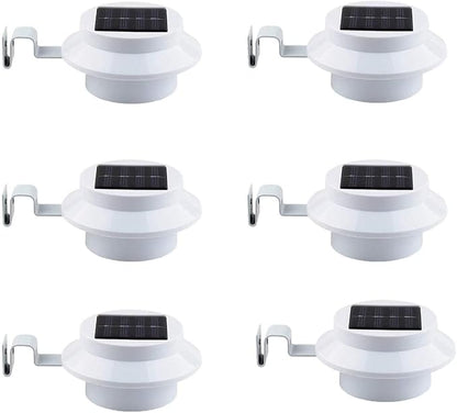Ulalaza 6Pcs Outdoor Solar Gutter Lights Smart LED Night Light for Yard Driveway Lawn Pathway (White)