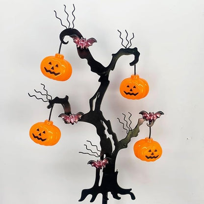 Halloween Solar Pathway Lights Kit - LED Pumpkin Ground Lights with Bat Garden Stakes for Spooky Outdoor Yard Decor, 72cm