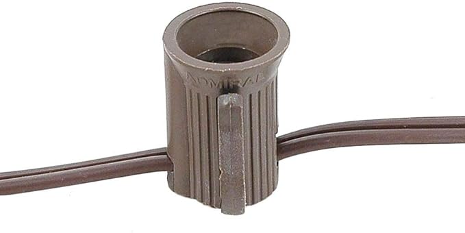 Novelty Lights 250 Feet C7/E12 Socketed Wire Spool, 12 Inch Spacing, Brown Wire 8 Amp SPT-1 Commercial Grade Reel | Lumora