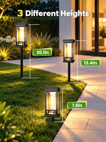 LORRYTE Solar Pathway Lights Outdoor Waterproof, 4 Pack Path Lights
