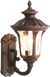 Livex Lighting 7650-58 Oxford 1 Light Imperial Bronze Cast Aluminum Wall Lantern with Light Amber Water Glass | Lumora