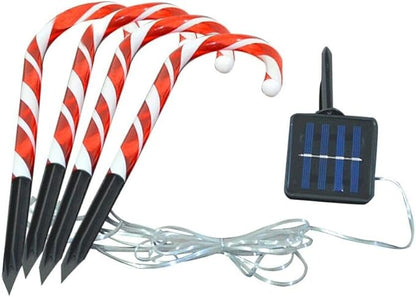 Solar Power Christmas Candy Cane Pathway Lights LED Outdoor Garden Decoration