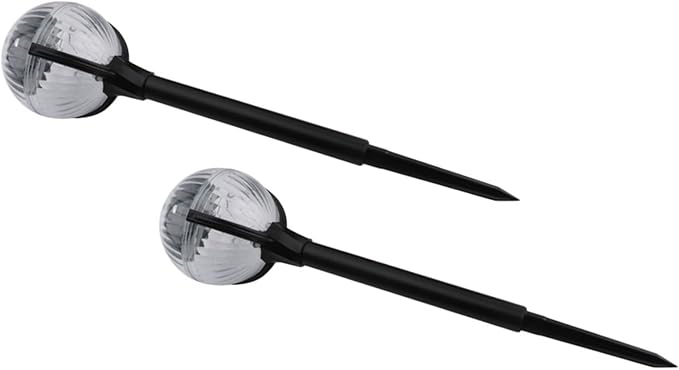Toyvian 2pcs Solar Powered LED Lawn Lights Color Changing Outdoor Garden Pathway Lamps with Ground Stakes for Patio and Courtyard Decor