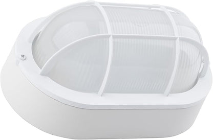 GRUENLICH LED Bulkhead Light, Flush Mount for Wall or Ceiling, 6W, 600 Lumen, Dimmable 5000K Daylight White, Aluminum Housing, Outdoor Rated, White Finish, 1-Pack