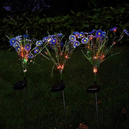 Solar Flower Lights Outdoor, Waterproof LED Daisy Flowers Solar Stake Decorative In-Ground Lights 2Mode for Garden Landscape Yard Pathway Wedding Party (Blue, 1Pack)
