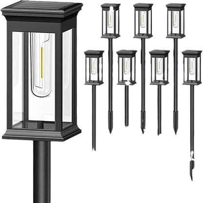 8pk,Solar Lights Outdoor Waterproof Torch Lights, Landscape Lighting for Outside, Solar Pathway Light for Patio Lawn Porch Walkway Driveway Garden Decorations