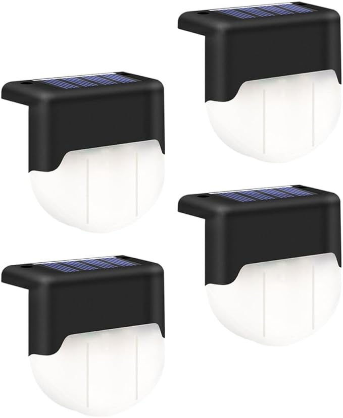 Gadpiparty 4pcs Solar Stair Lamp Outdoor Waterproof LED Solar Energy Steps Lights Warm White Landscape Pathway Lighting for Garden Yard Deck Rails
