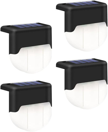 4pcs Solar Stair Lights Waterproof LED Outdoor Step Lamps Warm White Solar Powered Landscape Pathway Lighting for Garden Patio Deck