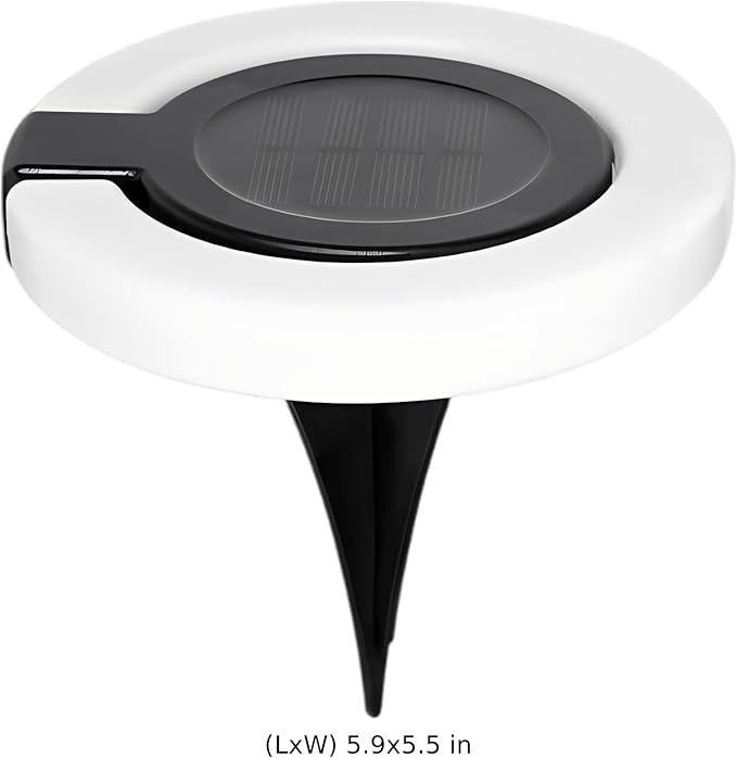 2 Pcs Waterproof Led Ground Lighting, Outdoor Solar Pathway Lights 5.9 X 5.51 in, Dusk to Landscape Lighting, Aa/300 Mah Battery, for Patio Yard Garden Stair Balcony