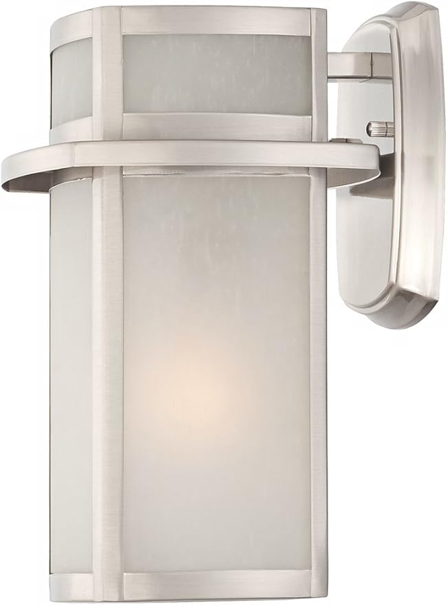 Possini Euro Design Delevan Modern Outdoor Wall Light Fixture Brushed Nickel Steel 11 1/4" Frosted Seedy Glass Damp | Lumora