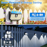 Brightever 4-Pack Solar Lights Outdoor Motion Sensor, Super Bright Outdoor Solar Lights Waterproof, 3 Lighting Modes Security Wall Lighting for Outside House, Pathway, Garden, Walking Dog, Fence