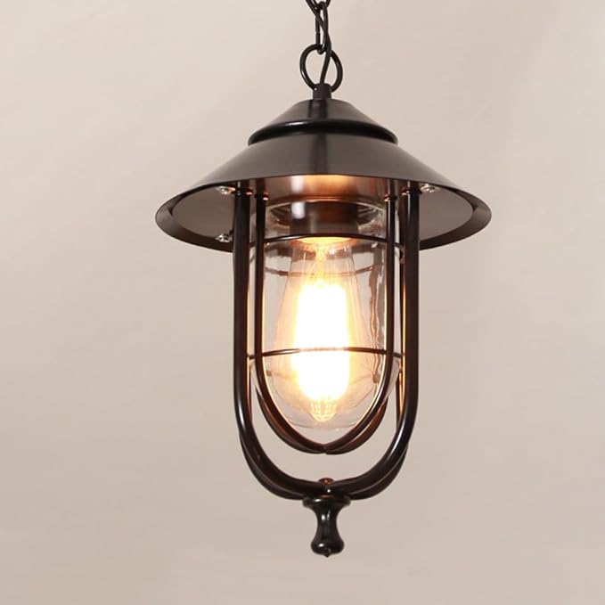 American Style Outdoor Light,Waterproof Wrought Iron with Transparent S Lampshade,Garden,Hallway,Villa Hanging | Lumora