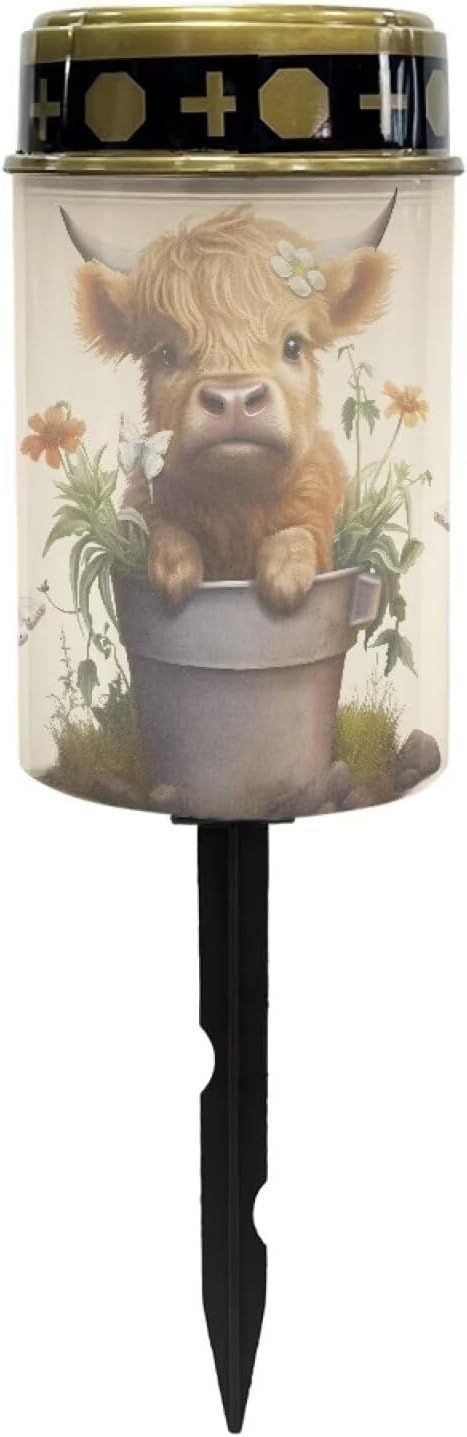 Highland Cow Garden Stake Light, Solar Lights for Cemetery Grave,Solar Pathway Lights Outdoor,Lawn Yard Patio Garden Decor Environment Friendly