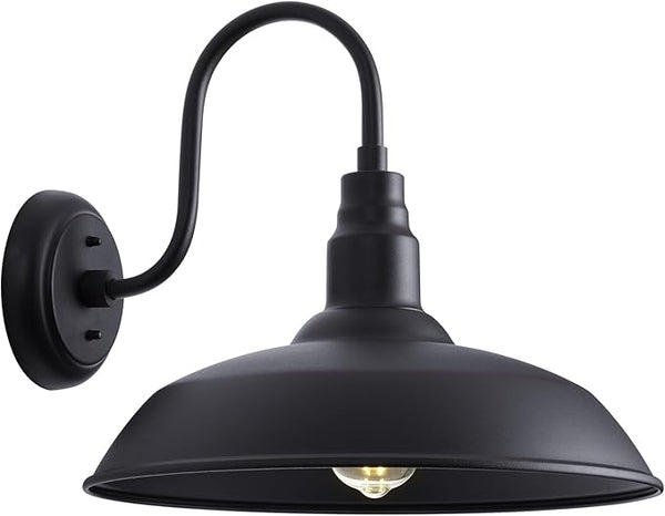 16 Inch Dome Barn Light for Porch, Large Gooseneck Outdoor Light Fixture for Farmhouse, Barn Style Exterior Patio | Lumora