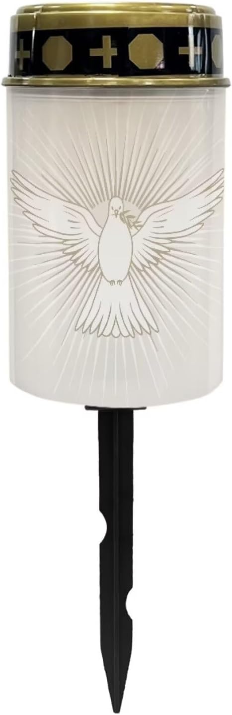 Poceacles Solar Lights Waterproof Garden Lights Cemetery Outdoor Stake Automatic Lantern for Cemetery Grave Decoration, Dove of Peace Pattern