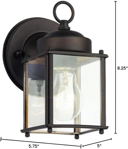 Kichler 9611OZ Patio Wall Sconce Lantern Outdoor Lighting, 8.25" Height, Bronze 1-Light (5" W x 9" H) 60 Watts