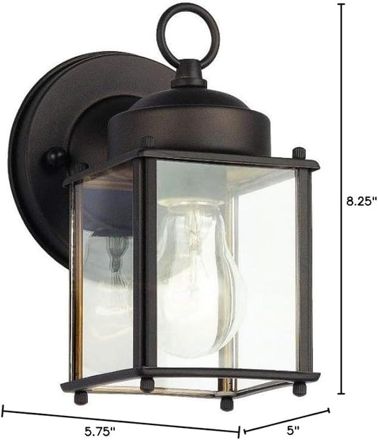 Kichler 9611OZ Patio Wall Sconce Lantern Outdoor Lighting, 8.25" Height, Bronze 1-Light (5" W x 9" H) 60 Watts