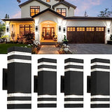 tewei 4 Pack Outdoor Wall Lights, Modern Exterior Light Fixtures, Black