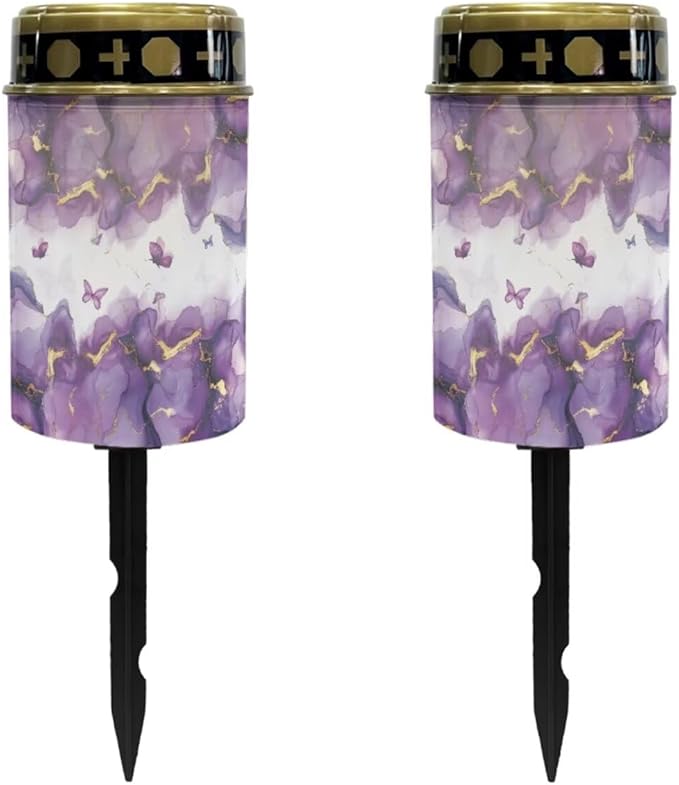 Marble Butterfly Solar Lights for Garden Outdoor Solar Powered Lights Waterproof Outside Solar Garden Lights Yard Path Walkway Solar Light Cemetery Decoration