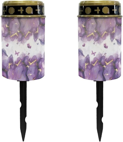 Marble Butterfly Solar Lights for Garden Outdoor Solar Powered Lights Waterproof Outside Solar Garden Lights Yard Path Walkway Solar Light Cemetery Decoration