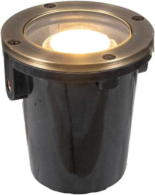 VOLT 12V 3-in-1 Waterproof IP68 Mini in-Grade Light with Brass Top (Bronze) for Low Voltage Landscape Lighting of Pathway, Garden, Column, Fountain or Pond