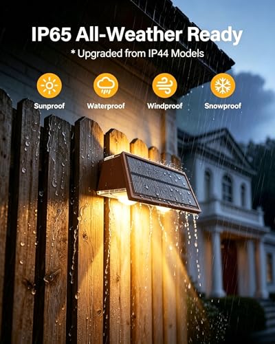 Solar Fence Lights Outdoor, 2 Pack Fence Solar Lights Waterproof