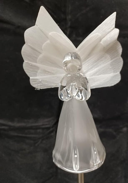 Starry Illuminate 1 PCS Solar Color Changing Fiber Wings Angel Style Garden Stake Light, Clear