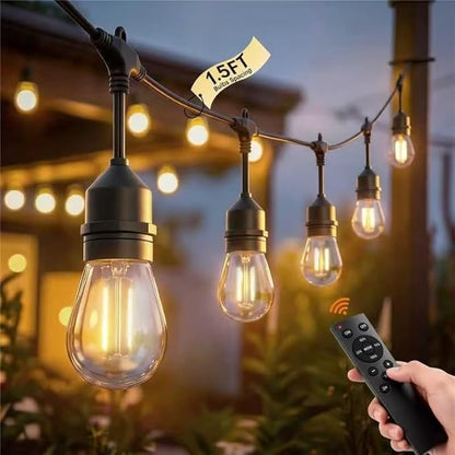 50FT S14 Outdoor String Lights, 32+2 Shatterproof Bulbs 2W, 1.5FT Spacing IP65 Waterproof| Dimmable with Remote, Heavy-Duty, Include Screw & Zip Ties for Patio Backyard Holiday Outside