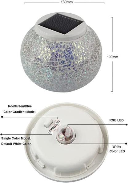 Aukora Color Changing Solar Powered Glass Ball Garden Lights, Table Lamps Waterproof Night Light for Patio, Bar, Party, Yard, Room, Wine Cabinet, Outdoor/Indoor Decorations, Ideal Gift(Crack Glass)
