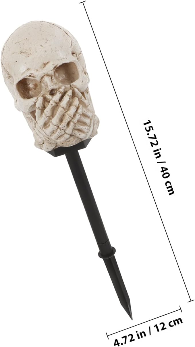 Sosoport Halloween Solar Skull Garden Stake Light Outdoor Yard Solar Path Lighting Halloween Decorations for Lawn Patio, Solar-Powered Outdoor Skull Lamp