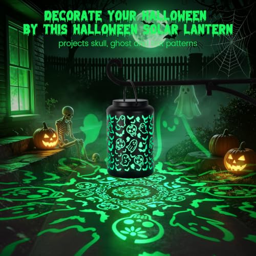 Halloween Decorations Outdoor Scary Skull Solar Lantern Green Light