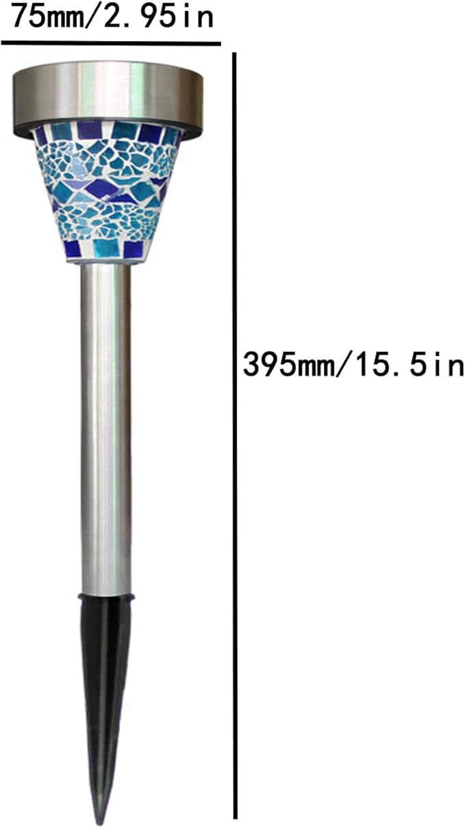 Lxcom Lighting Solar Mosaic Pathway Lights Outdoor Solar Garden Lights Outdoor Solar Lawn Lights Decorative Solar Path Lights Waterproof for Lawn Garden Yard Patio, 3 Pack(Blue)