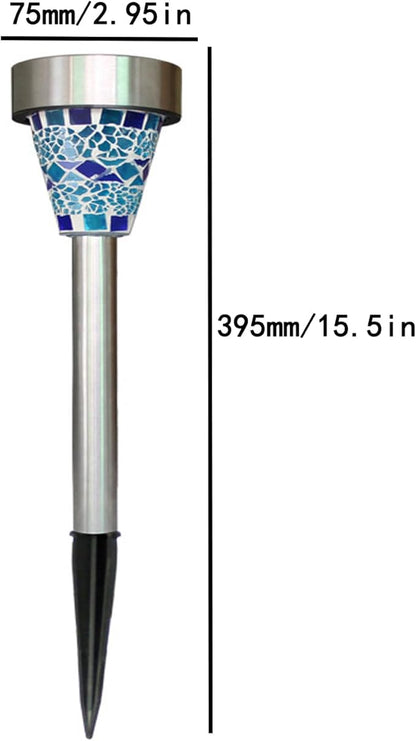 Lxcom Lighting Solar Mosaic Pathway Lights Outdoor Solar Garden Lights Outdoor Solar Lawn Lights Decorative Solar Path Lights Waterproof for Lawn Garden Yard Patio, 3 Pack(Blue)