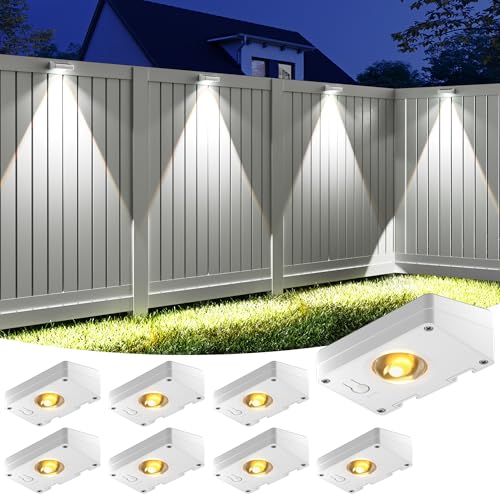 VOLISUN Solar Fence Lights Outdoor 8 Pack, 3 Color Temperatures Solar Light