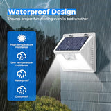 Solar Powered Lights Outdoor Motion Sensor, 2 Pack 140 LED Fence Light Waterproof, White Frame Security Wall Lighting for Outside Deck Yard Patio House Step